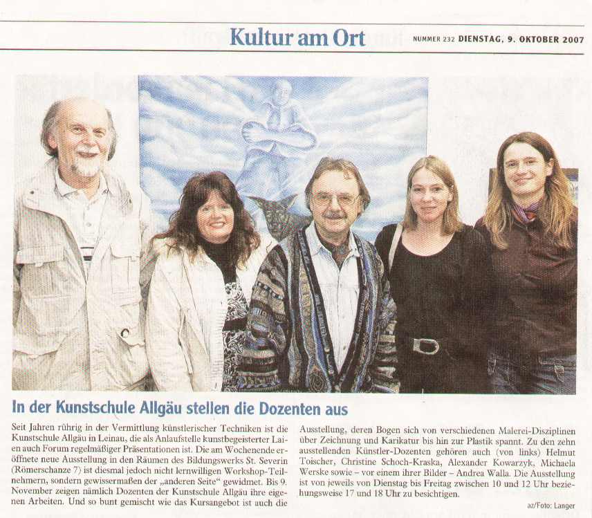 Allgäuer Zeitung: Dozentenausstellung